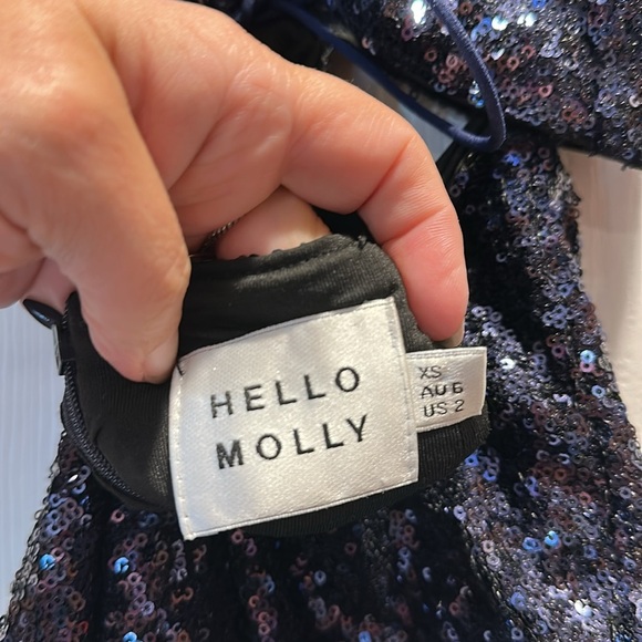 Hello Molly Wanna Know How You Feel Sequin Cut-Out Mini Dress XS Navy Blue - Picture 9 of 12